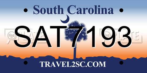 SAT7193 South Carolina License Plate