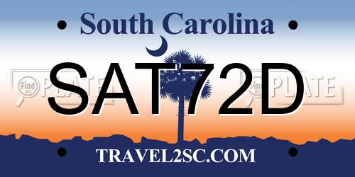 SAT72D South Carolina License Plate