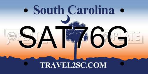 SAT76G South Carolina License Plate