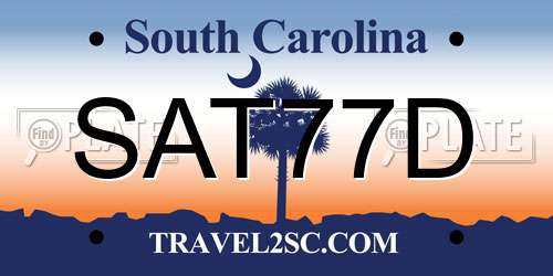 SAT77D South Carolina License Plate