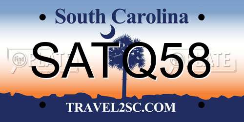 SATQ58 South Carolina License Plate