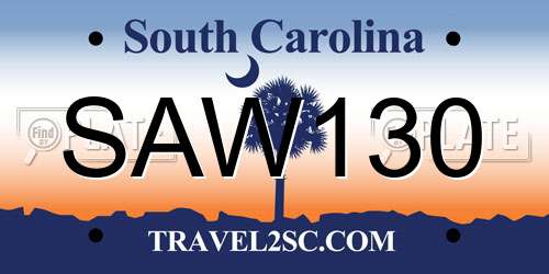 SAW130 South Carolina License Plate