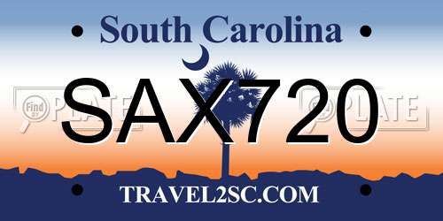 SAX720 South Carolina License Plate