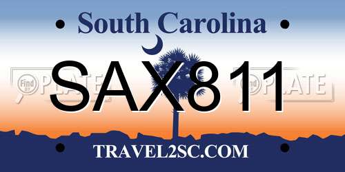 SAX811 South Carolina License Plate