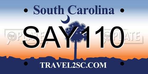 SAY110 South Carolina License Plate