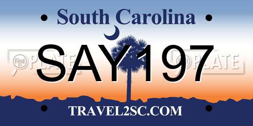 SAY197 South Carolina License Plate