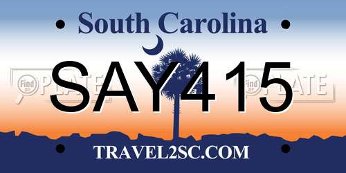 SAY415 South Carolina License Plate