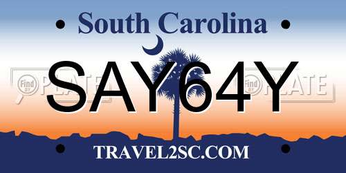 SAY64Y South Carolina License Plate