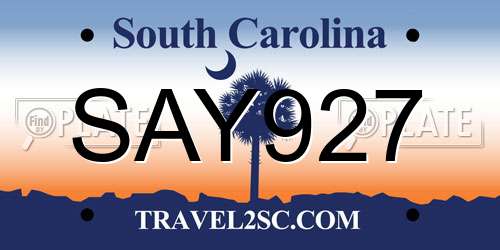 SAY927 South Carolina License Plate