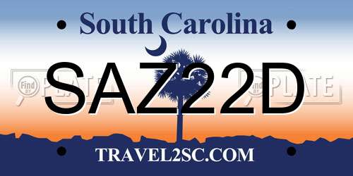 SAZ22D South Carolina License Plate