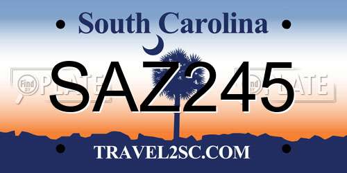 SAZ245 South Carolina License Plate