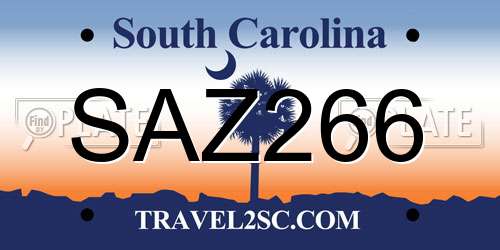 SAZ266 South Carolina License Plate