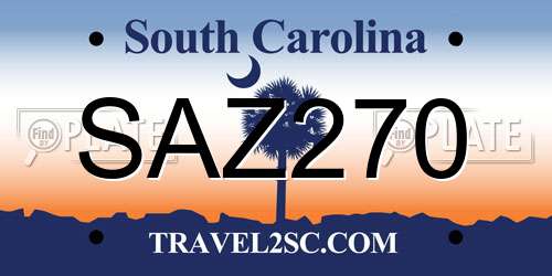 SAZ270 South Carolina License Plate