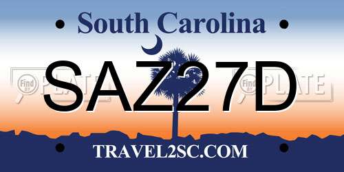 SAZ27D South Carolina License Plate