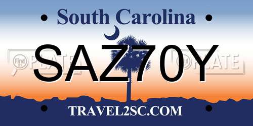 SAZ70Y South Carolina License Plate