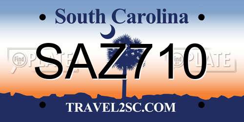 SAZ710 South Carolina License Plate