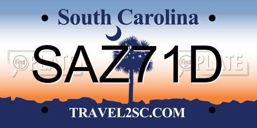 SAZ71D South Carolina License Plate