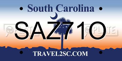 SAZ71O South Carolina License Plate