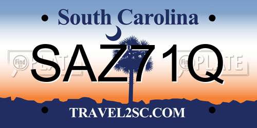 SAZ71Q South Carolina License Plate