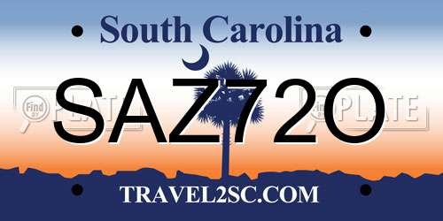SAZ72O South Carolina License Plate