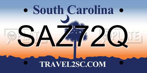 SAZ72Q South Carolina License Plate