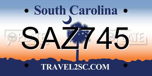 SAZ745 South Carolina License Plate