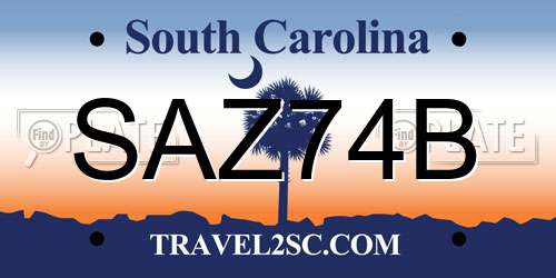SAZ74B South Carolina License Plate