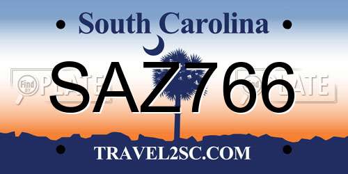 SAZ766 South Carolina License Plate