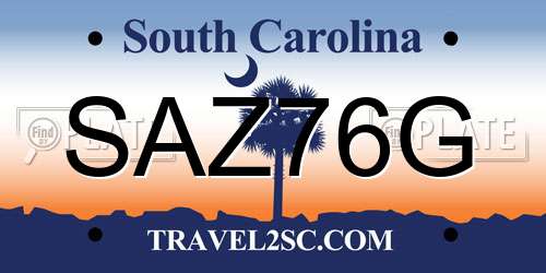 SAZ76G South Carolina License Plate
