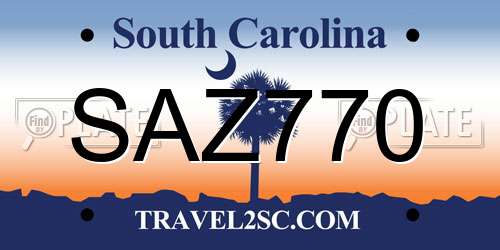 SAZ770 South Carolina License Plate