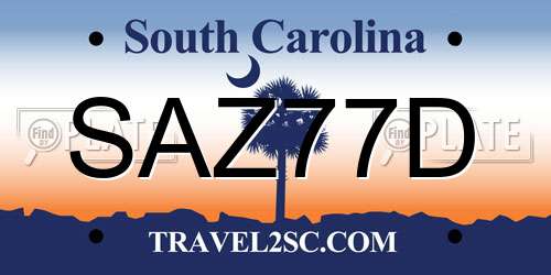 SAZ77D South Carolina License Plate