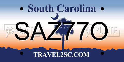 SAZ77O South Carolina License Plate