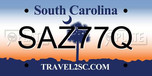 SAZ77Q South Carolina License Plate
