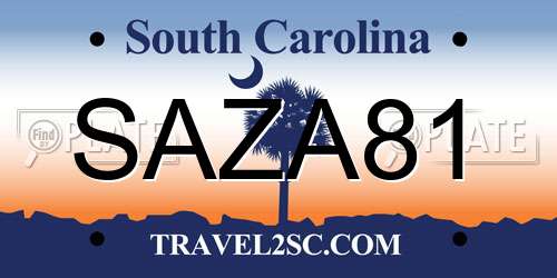 SAZA81 South Carolina License Plate