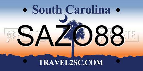 SAZO88 South Carolina License Plate