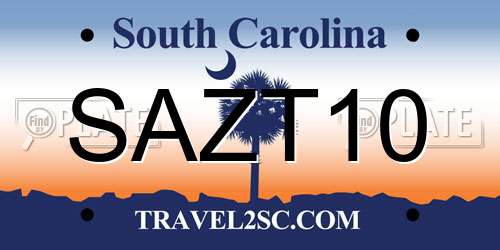 SAZT10 South Carolina License Plate