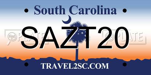 SAZT20 South Carolina License Plate