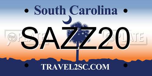 SAZZ20 South Carolina License Plate