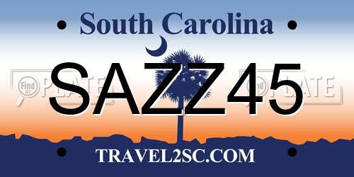 SAZZ45 South Carolina License Plate