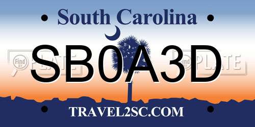 SB0A3D South Carolina License Plate