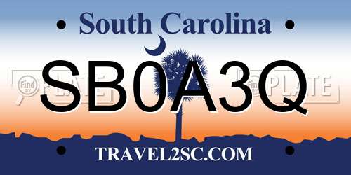 SB0A3Q South Carolina License Plate