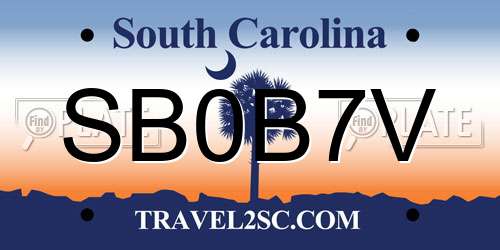 SB0B7V South Carolina License Plate