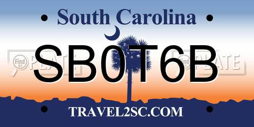 SB0T6B South Carolina License Plate