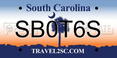 SB0T6S South Carolina License Plate