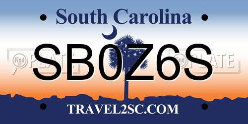 SB0Z6S South Carolina License Plate