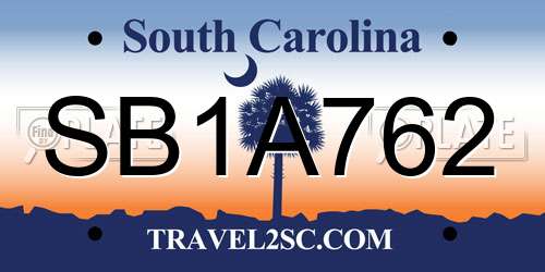 SB1A762 South Carolina License Plate