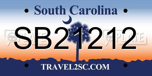 SB21212 South Carolina License Plate