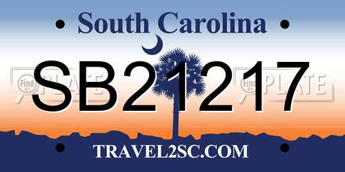 SB21217 South Carolina License Plate