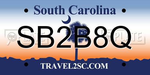 SB2B8Q South Carolina License Plate