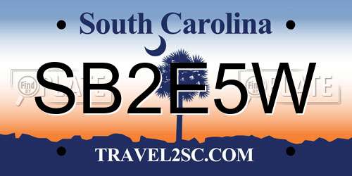 SB2E5W South Carolina License Plate